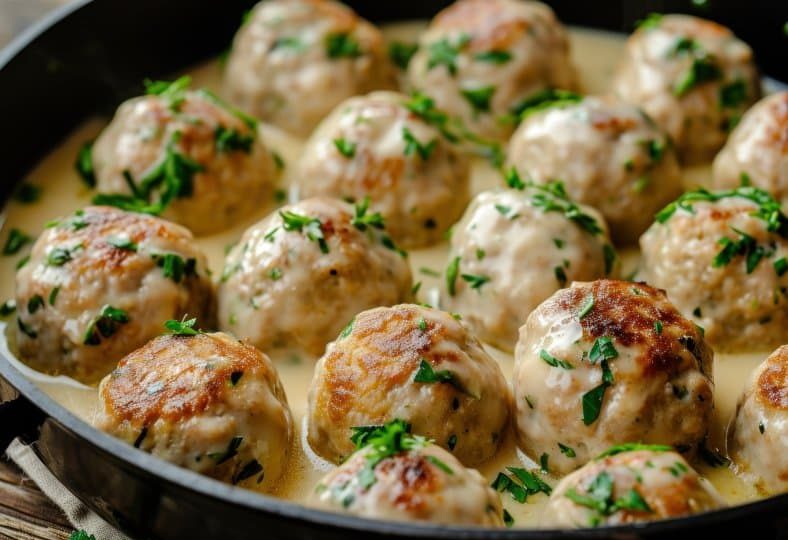 Masové kuličky v hořčičné omáčce