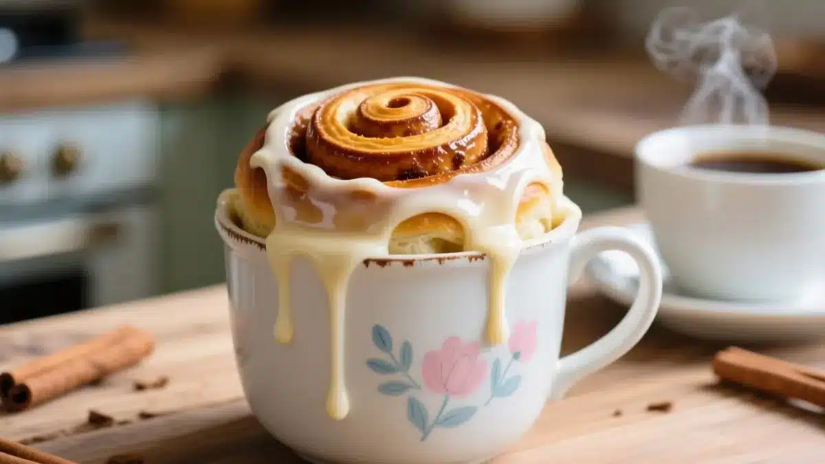 Jak připravit skořicovou buchtu v hrnku: recept, který se připravuje za 1 minutu v mikrovlnné troubě.